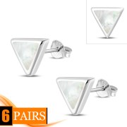 Mother of Pearl Triangle Silver Earrings - e348